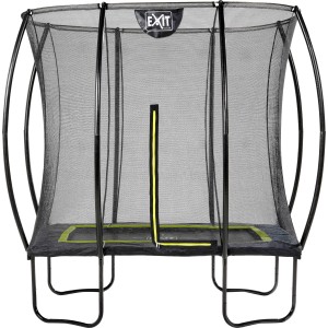 Trampolino da giardino rettangolare EXIT Silhouette nero con rete di sicurezza.