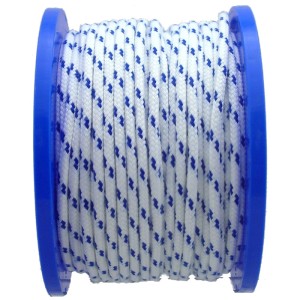 Scotta bianco-blu (Ø 8 mm) su bobina blu, venduta al metro per nautica.