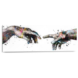 Next Deco Panel Creation Art: Quadro MDF con due mani decorate con graffiti.