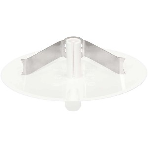 Rosace de plafond blanche avec étrier à ressort pour installation de lampe, 98x9 mm.