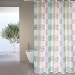 MSV Duschvorhang Ceramique, mehrfarbig, 180x200cm, Polyester, mit Patchwork-Muster.