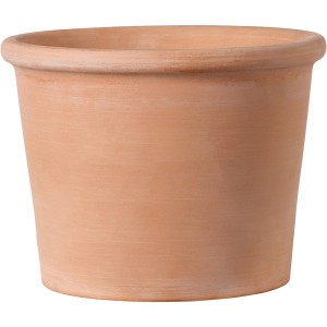 Vaso per piante Deroma Cylinder Bordato, 28 cm, terracotta, bianco. Ideale per giardino e terrazzo.
