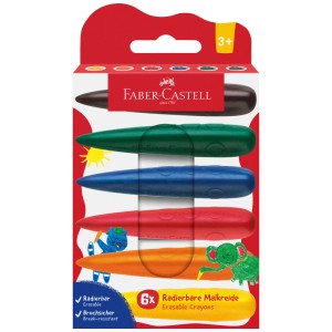 Gessetti a dita Faber-Castell, set da 6 colori, per bambini che dipingono e disegnano.