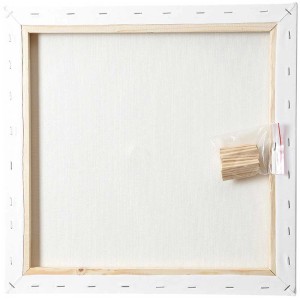 Keilrahmen Classic 40x40 cm mit weißer Leinwand und Spannkeilen.