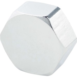 Cappuccio filettato in ottone cromato, 24,1 mm (Rp 3/4), per chiusura tubi in impianti idraulici e di riscaldamento.