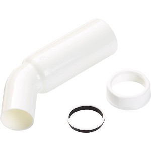 Coude d'évacuation d'évier blanc (44,8 mm) avec joints pour raccordement siphon.