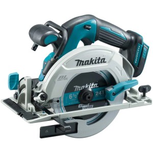 Sega circolare a batteria Makita DHS680ZJ (senza batteria) in turchese e nero. Sega elettrica per legno.