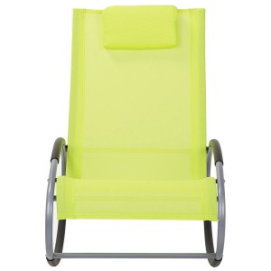 Lettino da giardino Beliani Campo, verde lime, con funzione dondolo e poggiatesta.