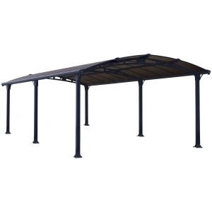 Carport antracite Arcadia 6400 (242x359x644cm) con tetto in policarbonato e robusta struttura in acciaio.