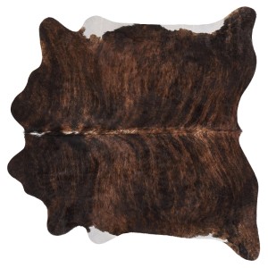 Dunkelbrauner Kuhfell-Teppich Nasqu aus Echtleder, ca. 2-3 m² groß.