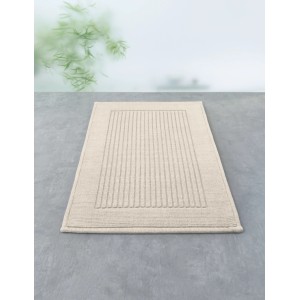 Tappeto bagno beige Spirella Milu, 50x80 cm, con motivo a righe. Tappeto bagno in cotone.