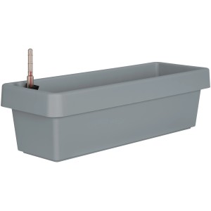 Jardinière Viva, 60 cm, gris béton, avec système d'arrosage et indicateur de niveau d'eau.