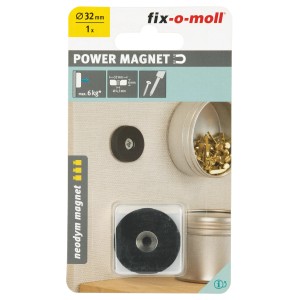 Magnete al neodimio Fix-o-moll con foro svasato, 6 mm x 32 mm, Ø 4,5 mm. Utile in casa per diverse applicazioni.