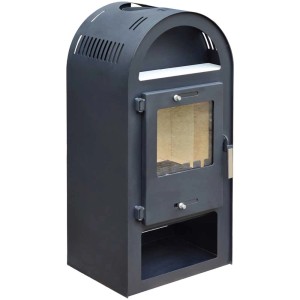 Poêle à bois noir Magna 3.0 en acier, 7 kW et fenêtre de visualisation.