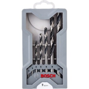 Set di punte elicoidali HSS Bosch PointTeQ, 7 pezzi in custodia grigia.