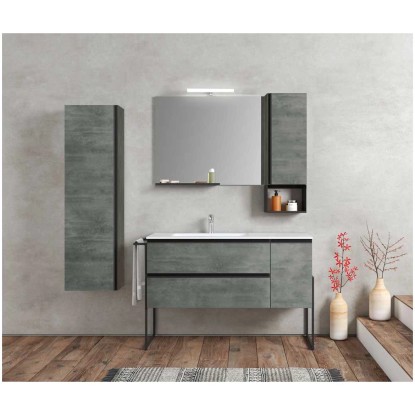 Hochschrank York 1-türig Zement (HxBxT) 140 x 40 x 27 cm