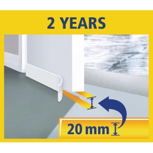 Tesamoll joint de porte blanc, 1m, pour fentes jusqu'à 20mm. Joint en mousse pour sols lisses.