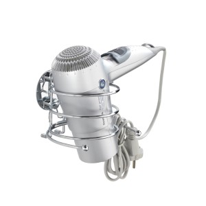 Wenko Support sèche-cheveux Turbo-Loc, acier chromé, avec sèche-cheveux et câble.