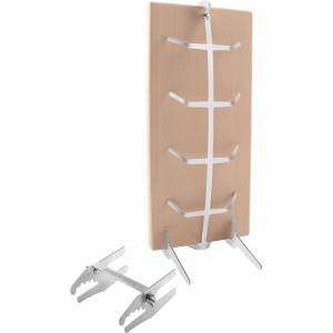 Kit Jamestown pour saumon à la flamme, bois de hêtre et support inox, 32x15cm, pour un saumon grillé savoureux.