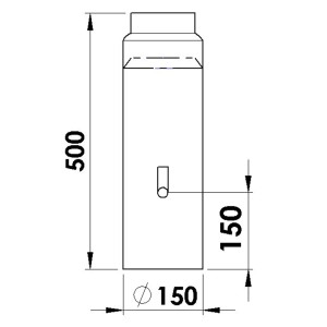Firefix Rauchrohr, gemufft, mit Regulierklappe, schwarz, Ø 150 x 500 mm, für Kaminöfen.