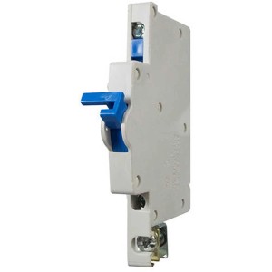 Separatore di neutro grigio 63A per fusibili miniaturizzati, vista dettagliata.