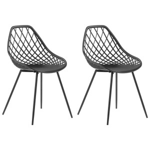 2er Set Esszimmerstühle Canton in Schwarz mit Kunststoff-Sitzschale und Metallbeinen.
