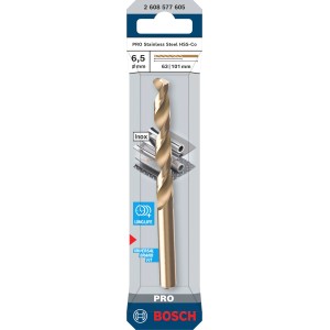 Foret hélicoïdal Bosch Pro Stainless Steel HSS-Co, 6,5 mm, pour métal.