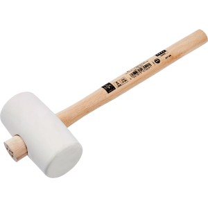Maillet à embouts en caoutchouc LUX Comfort, 340 mm, tête en caoutchouc blanc et manche en frêne.