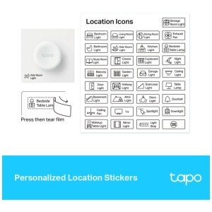 Tapo Dimmerschalter S200D Weiss mit Icons zur Personalisierung für die Hausautomation.