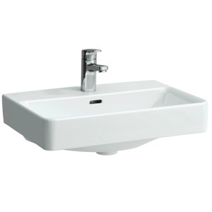 Lavabo Laufen Pro S Compact, 55x38 cm, blanc, avec trou de robinet et trop-plein.