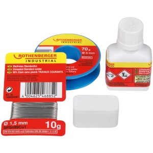 Rothenberger Kit per Tiffany, 4 pezzi: Stagno, pietra ammoniaca e acqua salda per lavori creativi.