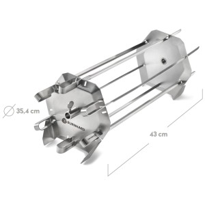 Burnhard carrousel à brochettes en acier inoxydable avec six brochettes XL et deux plaques de pression pour tournebroche.