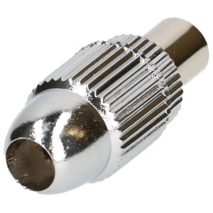 Connecteur d'antenne Schwaiger en métal argenté pour câble coaxial.