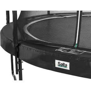 Dettaglio: Trampolino Salta Premium nero Ø 183 cm con rete di sicurezza e bordo protettivo spesso.