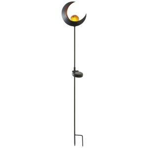 Star Trading Melilla, lampe solaire décorative, croissant de lune avec sphère ambrée, 85 cm de haut.