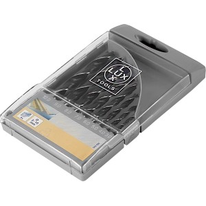 Set di punte da legno LUX-TOOLS, 8 pezzi, Ø 3-10 mm in custodia di plastica grigia.