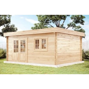 Casetta da giardino Alpholz Spree-28 con tetto a falda e tettoia, in legno impregnato.