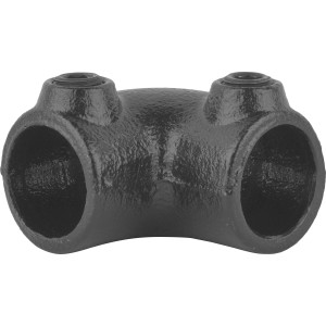 Coin à 90° noir mat pour tube en acier (Ø 2,7 cm) pour construction de meubles.