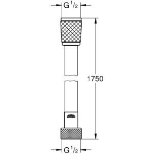 Dessin technique : flexible de douche Grohe VitalioFlex Comfort, chrome, 175 cm, avec dimensions.