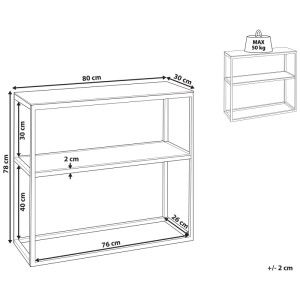 Schéma de la console Beliani Azusa, 78x80x30cm, verre de sécurité, marbre blanc, buffet avec dimensions.