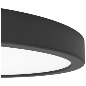 Plafonnier LED rond noir Eglo Fueva 6 avec diffuseur blanc. Contrôle de la lumière CCT.