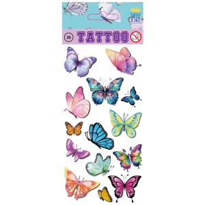 Tattoo-Sticker mit bunten Schmetterlingen, 8,5x19,5 cm, zur Dekoration und zum Aufkleben.