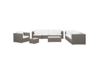 Beliani Lounge-Set Maestro II 8-Sitzer Polyrattan Grau Taupe