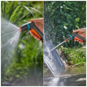 Gardena Set avviamento Classic, 4 pz, in uso per irrigazione e pulizia.