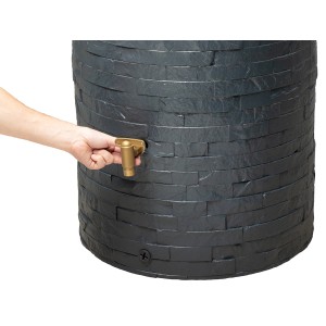Serbatoio acqua piovana 4rain Arondo 250 l grigio con rubinetto, effetto pietra.