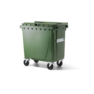 Grand conteneur vert Ochsner 770 l en polyéthylène avec 4 roues. Idéal pour les déchets de jardin et le compost.