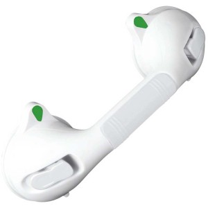 Wenko Maniglione da parete Secura, bianco, 29 cm, in plastica con ventose per la sicurezza in bagno.