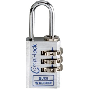 Burg Wächter Zahlen-Vorhangschloss Combi Lock 90 20 Chromo SB mit 3 Zahlenrollen.