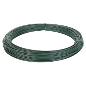 Rouleau de fil à ligaturer vert, revêtu de PVC, épaisseur 2 mm, longueur 50 m.