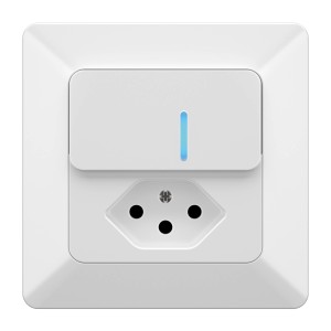 Combinazione presa-interruttore da incasso Modino Priamos bianca con LED blu.